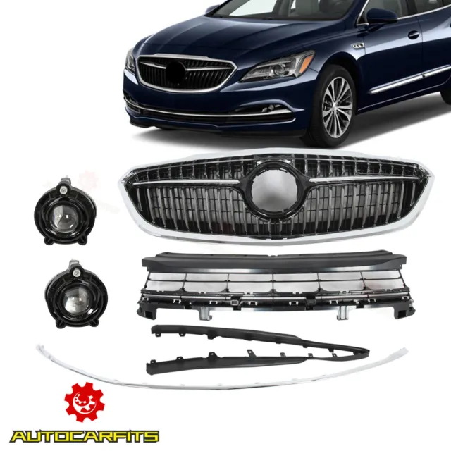 For 2017-2018 Buick Lacrosse Front Grille&Trim and Fog Light&Air Deflector 6PCS
