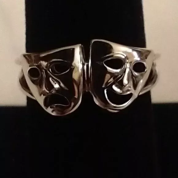Sterling Silver Drama Masks Ring