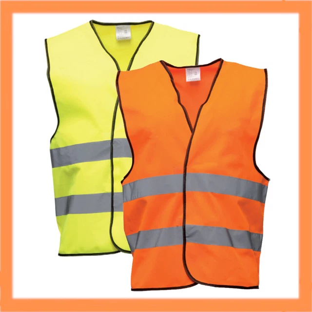 Gilet da lavoro smanicato tasche arancio fluo alta visibilità