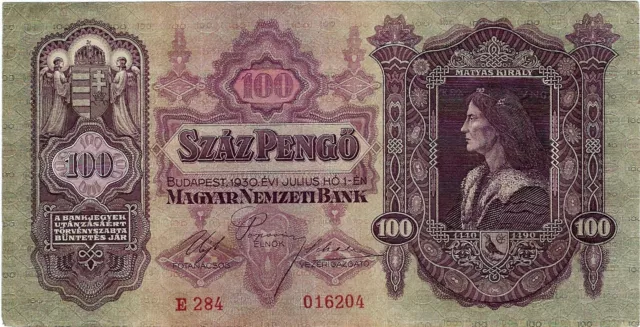 Ungarn Banknote Schein 100 Pengö 1930 Ungarn Magyar Nemzeti Bank P-98