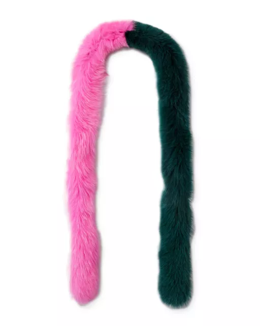 Charlotte Simone Two-Tone Faux Fox Fur Candy Cane Scarf, Green/Pink