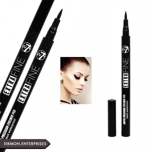 W7 extra feiner Eyeliner Filzstift - schwarz wasserdicht dünne Spitze Augenfutter