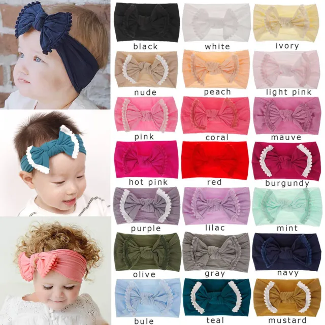 Handmade Baby Girls Large Bow Headband Infant Toddler Knot Hair Band Head Wraps 3