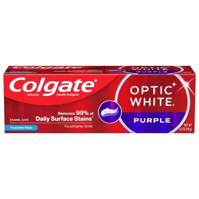 Colgate Optic White Purple Toothpaste for Teeth Whitening, Teeth Whitening Tooth