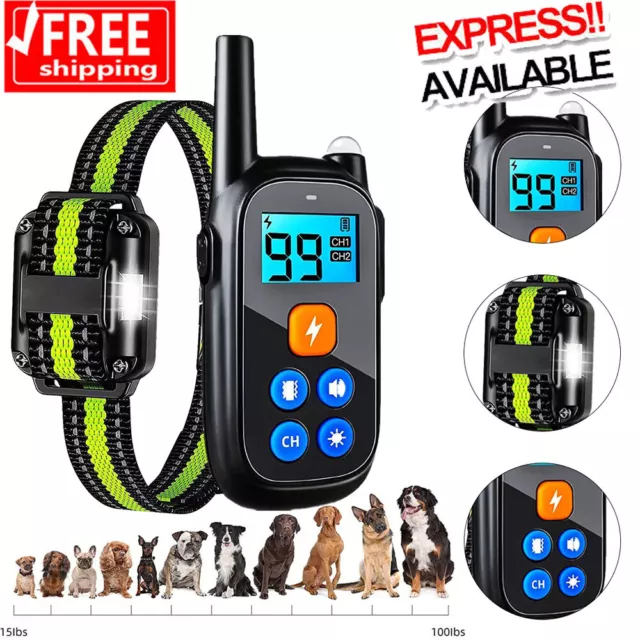 Dog Pet Training Collar Rechargeable Waterproof Electric Shock Anti Bark DE