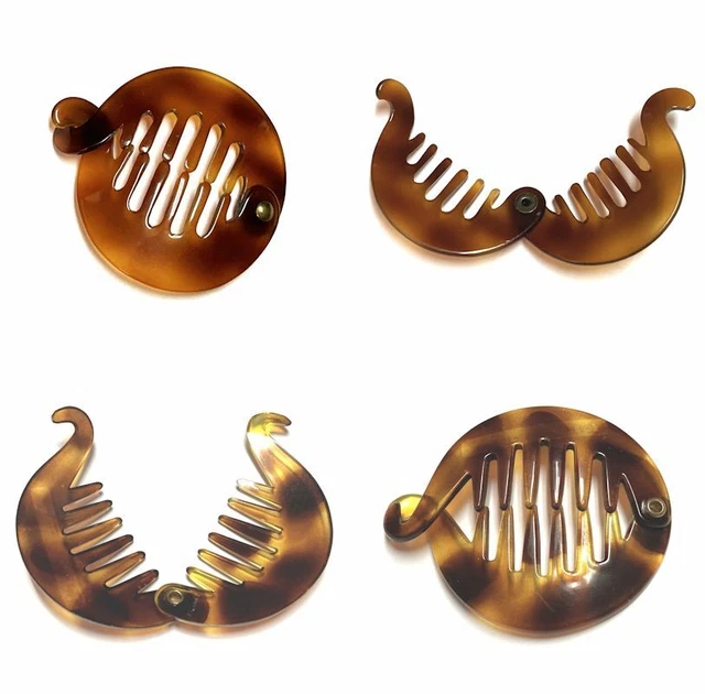 Vintage Hair Fish Clip Women Girls Round Oval Claw Teeth Clamp Made in France