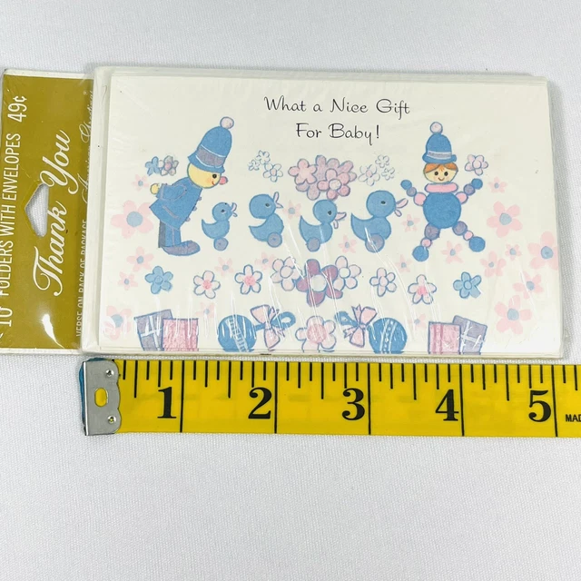1970s Thank You Cards Baby Gift Shower  10 Count w/ Envelopes New in Package 5” 7