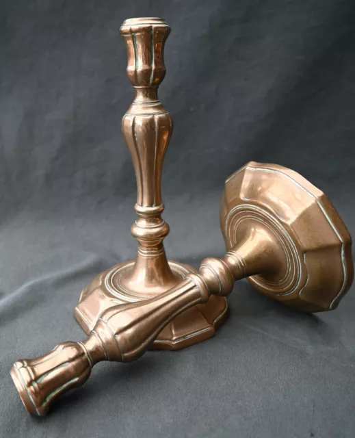 Antique pair early18th century French bronze table candlesticks