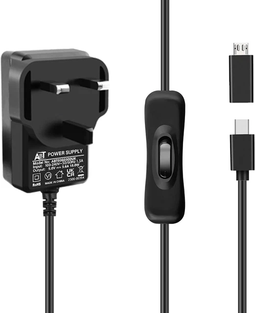 Raspberry Pi 4 Model B Power Supply with On/Off Switch Raspberry Pi 4 5V 3.6A UK Raspberry Pi 4 Model B Power Supply with On/Off Switch Raspberry Pi 4 5V 3.6A UK