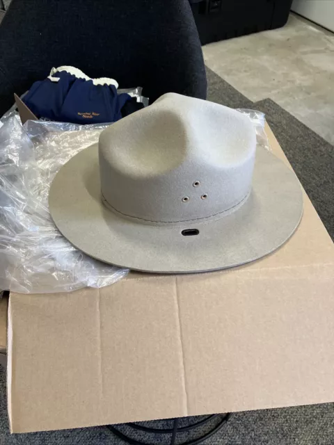Vintage Park Ranger Hat Stratton Self Forming USA Size 7 3/8 Tan