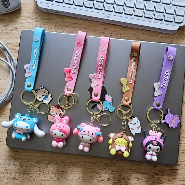 MINISO Cute Sanrio Keychain Cartoon Character Keychain Hello Kitty My Melody Chrome Kerop Badtz-Maru Cainamoroll Toys