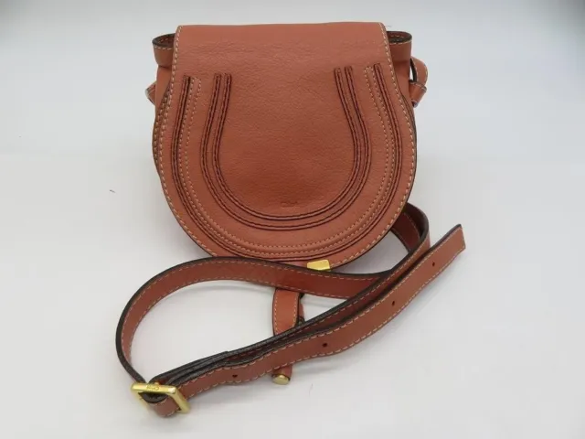 Chloe MARCIE Shoulder bag Brown Crossbody Small saddle Grained calfskin Leather