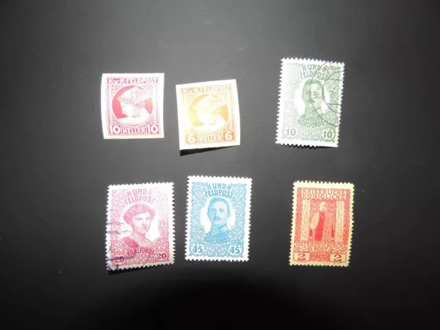 Briefmarken „6x Österreich Kaiserreich teilw. Falz wie abgebildet (10)“