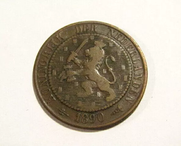 Netherlands 1890 2-1/2 Cent Old Coin