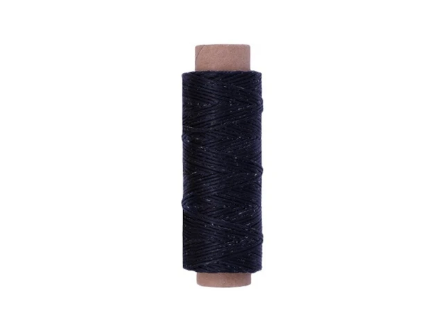 Hilo de cera plano de costura de cuero negro | 1 mm | 164 pies / 50 m