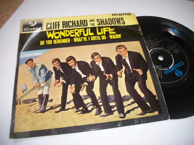 Cliff Richard & The Shadows- Wonderful Life Vinyl 7" 45Rpm Ps Ep