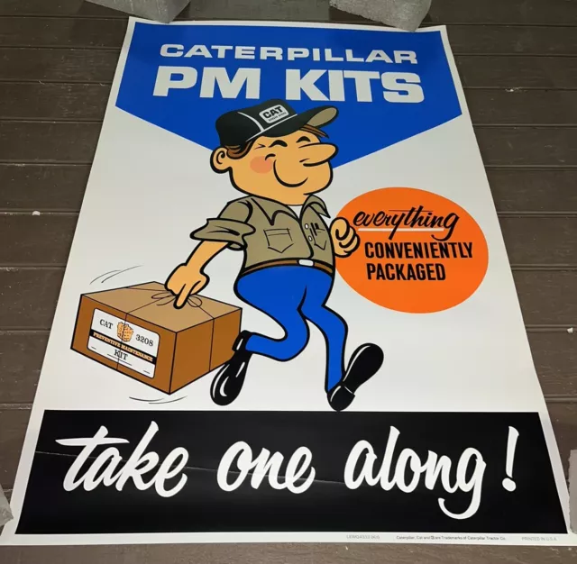 NOS Vintage CAT PM Preventative Maintenance Kits 25”x38” Poster Sign - LEWQ4333