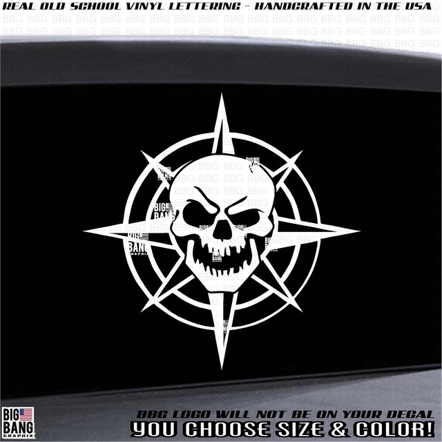 Skull Compass Vinyl Decal Sticker Script Vinyl Trucker Biker Traveling Travel RV