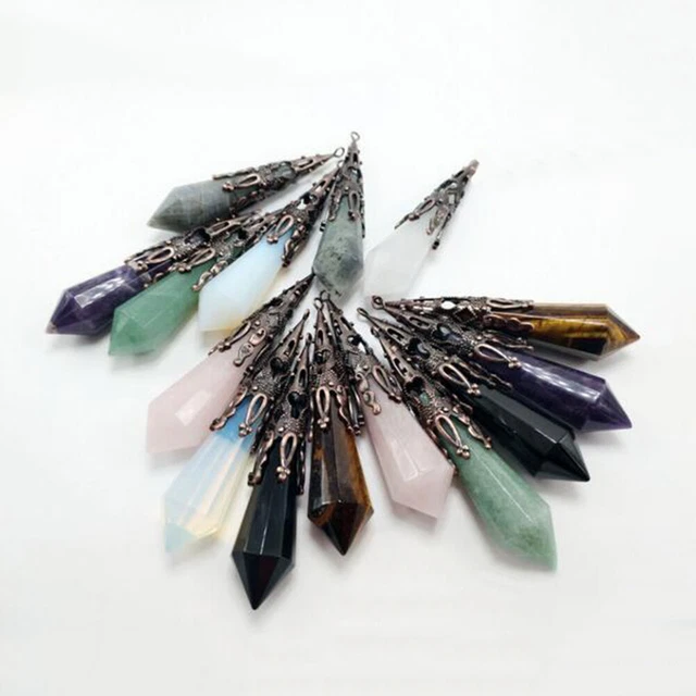 Natural Healing 7 Chakra Crystal Quartz Hexagon Pendulem Reiki Pendulum Pendant