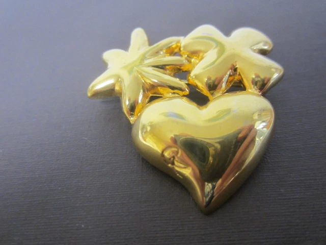 Broche Vintage Marine - Métal Doré Mat - Années 50/60 - Relief à 2 Niveaux