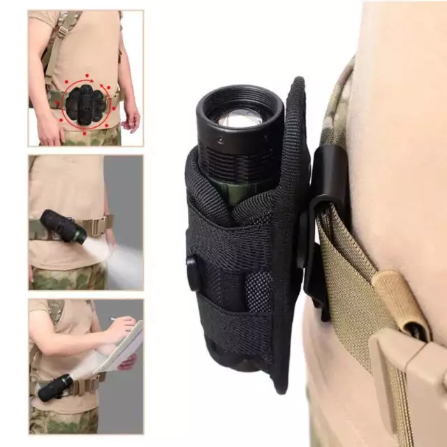Tactical Hunting Molle Nylon Flashlight Pouch 360 Degrees Rotatable