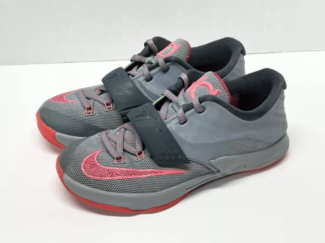 NIKE KD VII Youth 1.5 Hyper Punch Gray & Pink Shoes 669944-001 Sneakers
