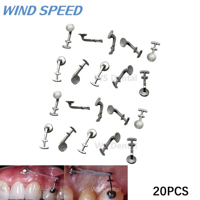 20PC Dental Orthodontic Bondable Lingual Button Crimpable Multi-hook Double Hook
