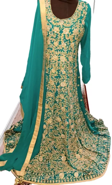 pakistani indian wedding party chiffon dress, full heavy work 2pc size 20.5