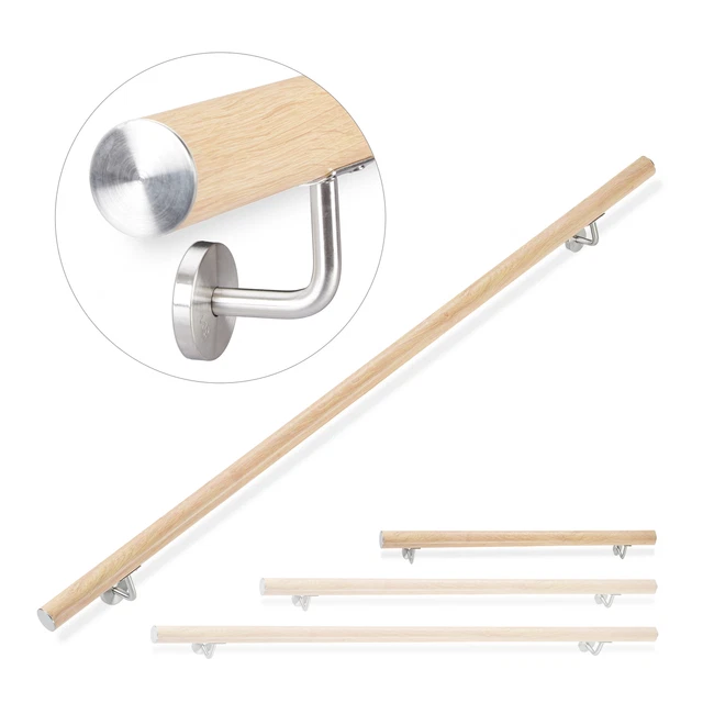 Wall-Mount Handrail with Wood Look, Stair Fitting, Bannister, Safety Grab Rail
