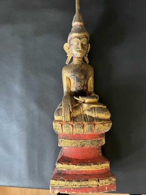 antique buddha wood 19 inches