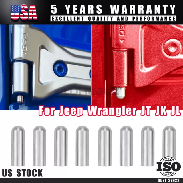 8 PCS Door Hinge Pin Guides Liners Bolts for Jeep Wrangler TJ JK JL JT 1997-2023