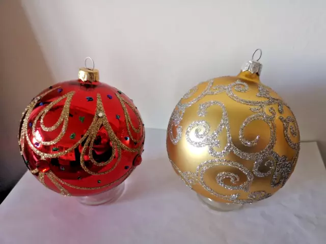 Palline Albero di Natale. 2 Palline Vetro Soffiato 10 cm Vitbis