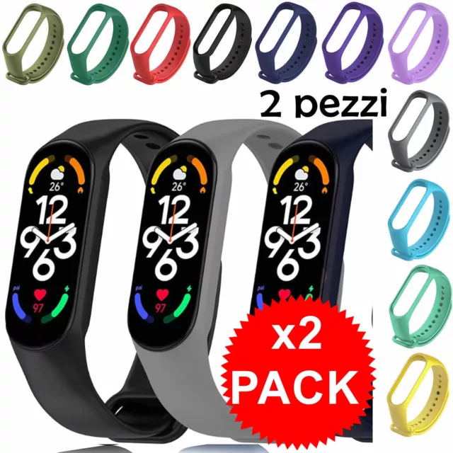 2 CINTURINI per Xiaomi Mi Band 3/4 5/6/7in Silicone morbido di ricambio Orologio