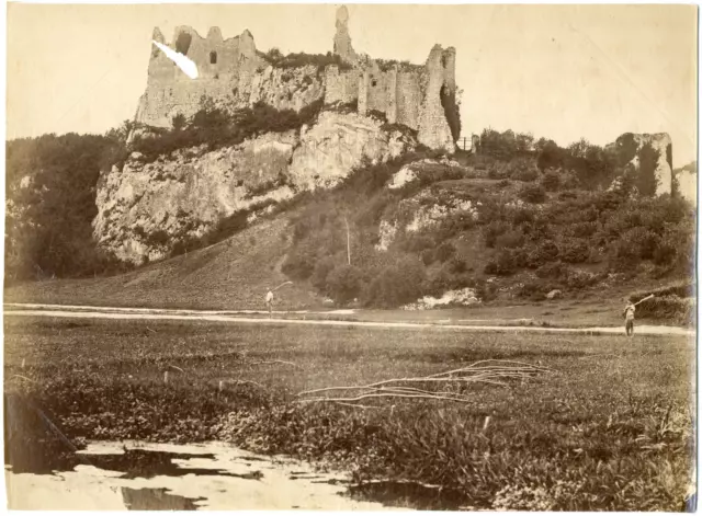 Armand Dandoy, Belgique, comté de Namur, vue sur les ruines de Moutaigle  vintag