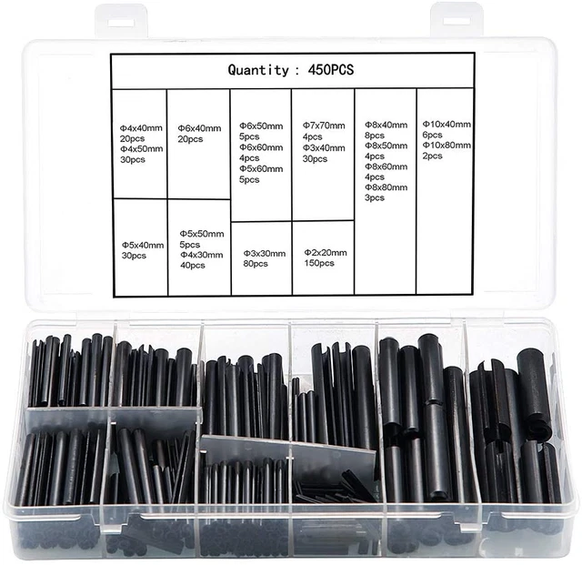 Set assortimento spille a molla scanalate kit tensione tassello molla divisa in acciaio