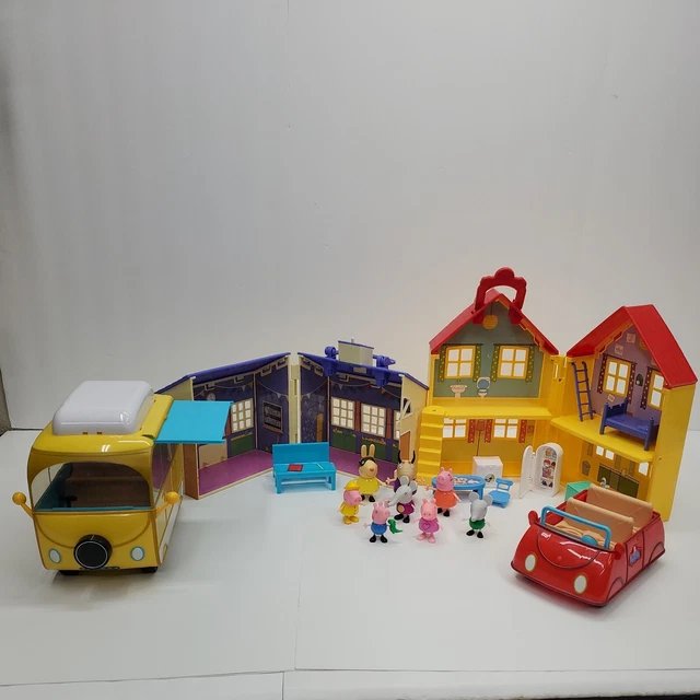 PEPPA PIG PLAYSET School, House, Car, Camper Van and 8 Action Figures