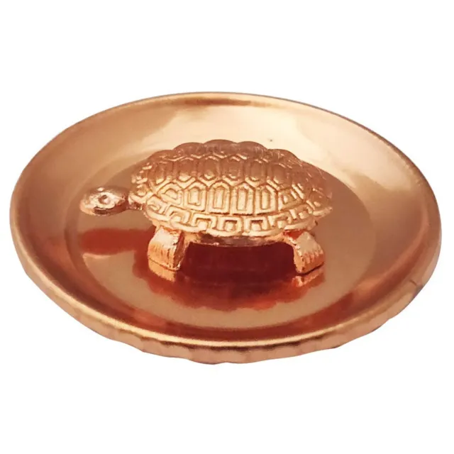 Reine Kupfer 3.8cm Schildkröte Mit 5.7cm Wasser Platte Wohndeko Geschenk Artikel