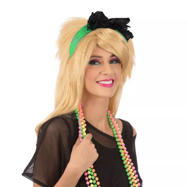 BRISTOL NOVELTY BA257 Lace Headband | For Women | Neon Green 80s, One ...