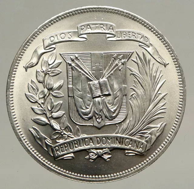 1974 DOMINICAN REPUBLIC 25th Yr Central Bank VINTAGE Silver Peso Coin i93445