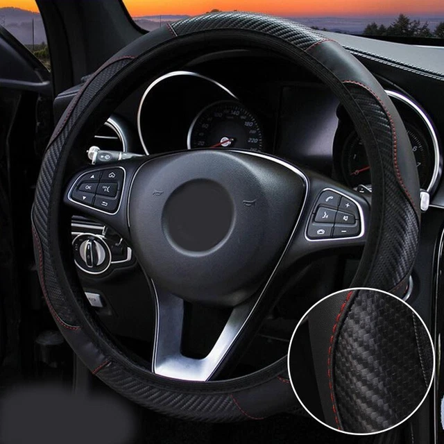 Coprivolante premium elastico in pelle fibra di carbonio nera per 37 38 cm