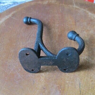 Vintage Thick Cast Iron Tack, Barn, or Coat Hook with Ball Finials, 6 Inch 2