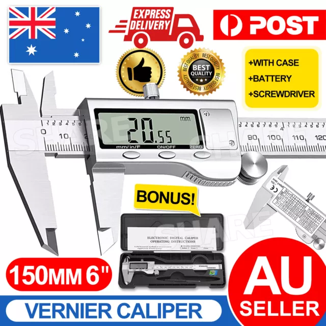 Stainless Steel Electronic Digital LCD Vernier Caliper Micrometer 150mm 6''