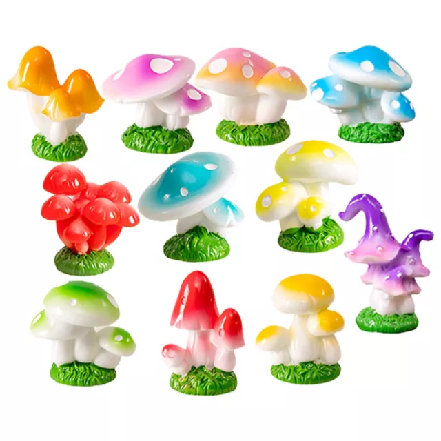 11 Pcs Simulated Mushroom Ornament Asethic Decorations Green Plants