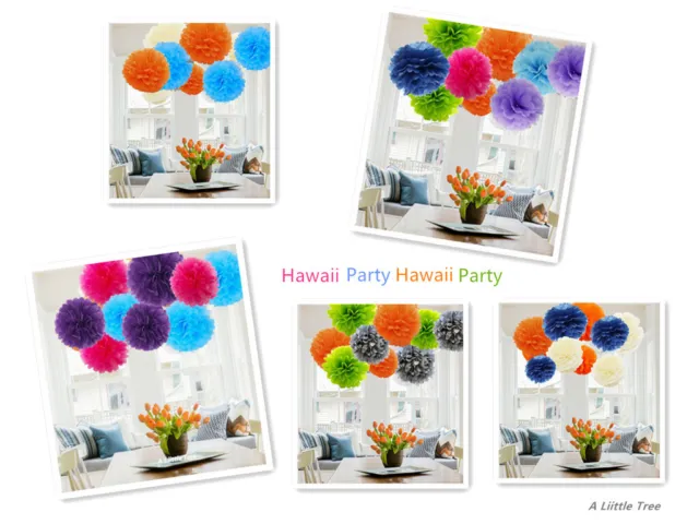 9 Stck. Gemischt Hawaii Thema Party Stoff Papier Bommeln Flauschig/2 Stck. Lei Blume