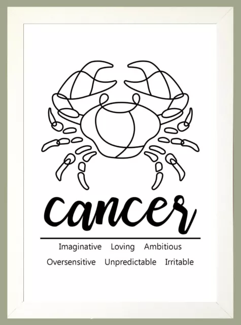 CANCER ZODIAC STAR SIGN Birthday Print sold as Print Only or Framed Options