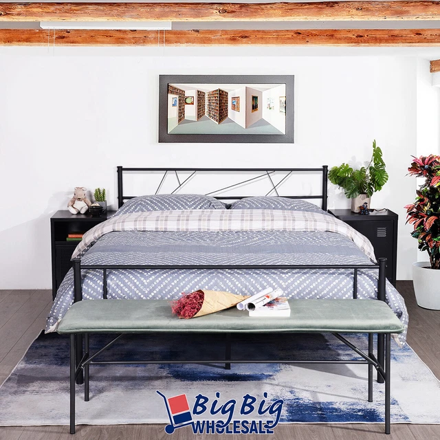 BLACK TWIN FULL Queen Steel Bed Frame w/ Headboard/Mattress Foundation