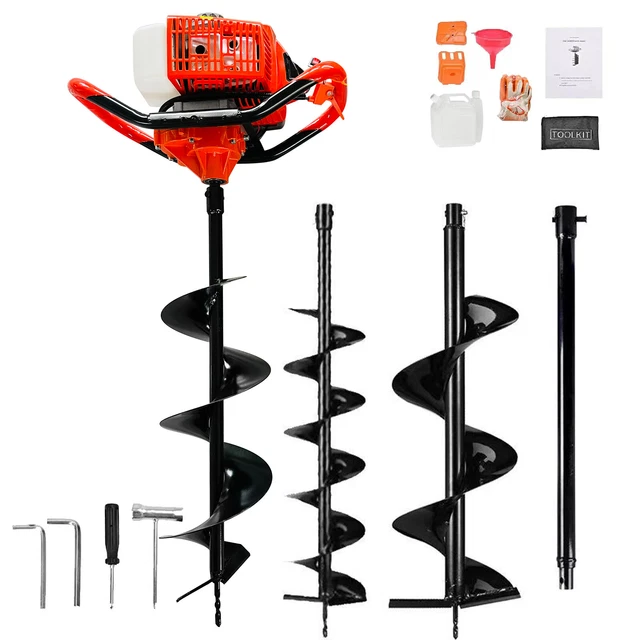 72/62CC 4HP GAS Powered Post Hole Digger Earth Auger Borer Bit W