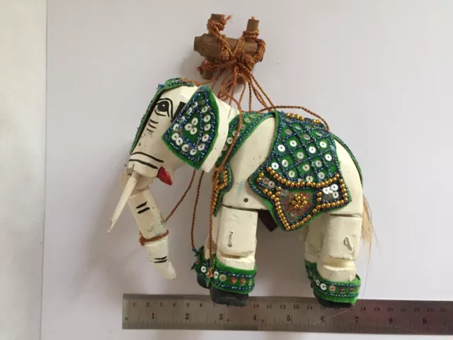 Thai Burmese handmade vintage marionette string elephant puppet