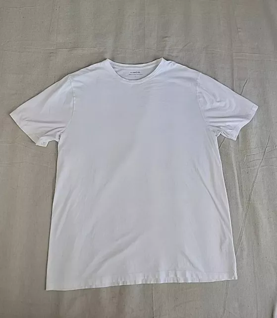 Vince Mens L T Shirt White Crew Neck Cotton Stretch Casual Short Sleeve READ