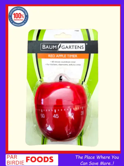 Baum Gartens Red Apple Timer, Counts Up to 60 Minutes, (BAU77042)